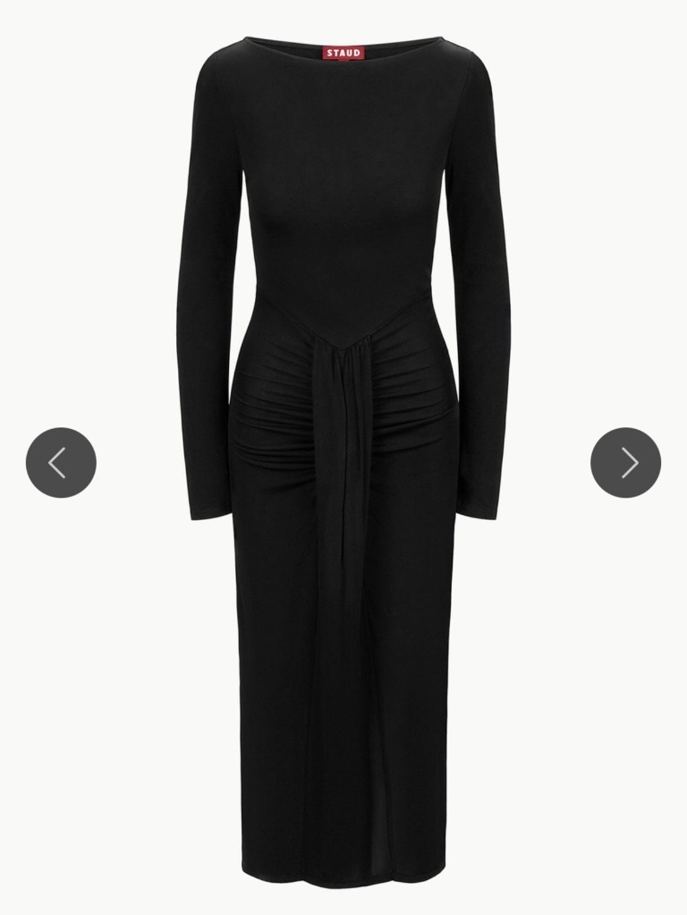 Staud Gres Draped Midi-Dress black